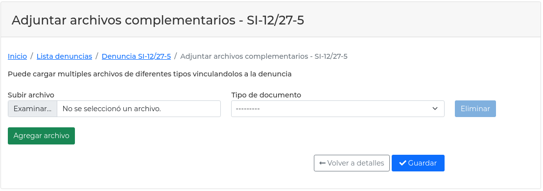 Subir archivos complementarios